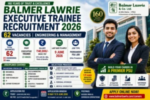 Balmer Lawrie Executive Trainee Recruitment 2026: 62 पदों पर शानदार PSU भर्ती, जानें सैलरी, योग्यता और चयन प्रक्रिया