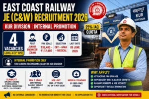 East Coast Railway JE C&W भर्ती 2026: 4 जूनियर इंजीनियर पदों पर आंतरिक भर्ती, जानें पात्रता, सैलरी और चयन प्रक्रिया